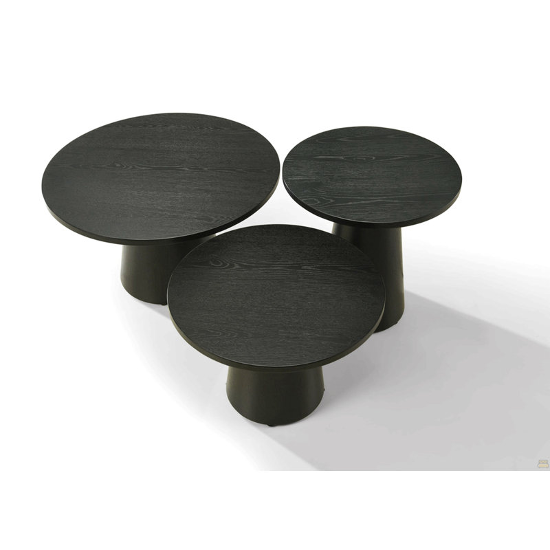 Ensemble de table basse, de bout et de console 3 pièces avec base à piédestal
