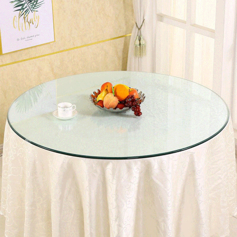 Plateau de table rond moderne trempé transparent de 18 po avec bord biseauté épais de 1/2 po idéal pour les tables, les espaces de travail et les bases de bricolage extérieures