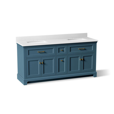 Charlemont 60 In. Bathroom Vanity Cabinet With Sinks And Quartz Top