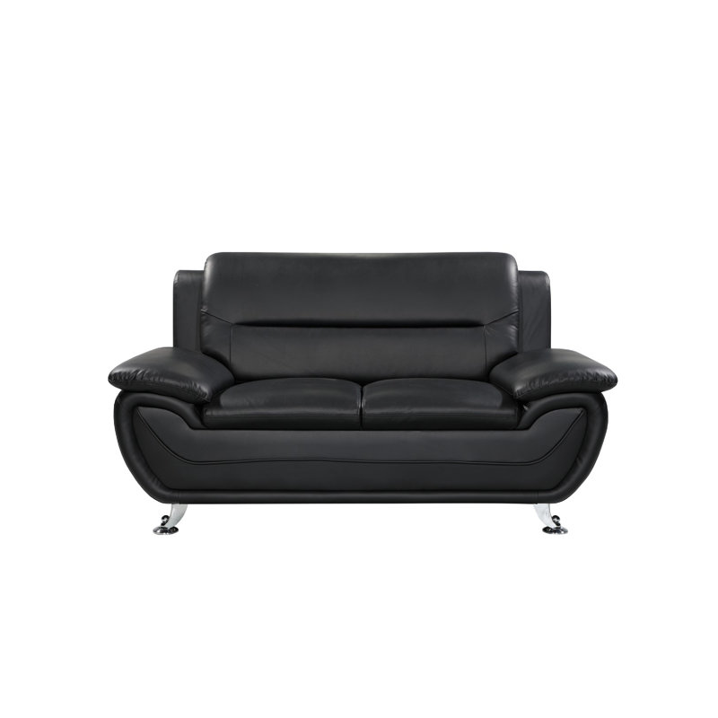 Ashford 2 Seater Faux Leather Sofa, Black