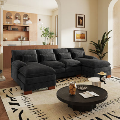 112" U Shaped Modern Chenille Sectional Sofa