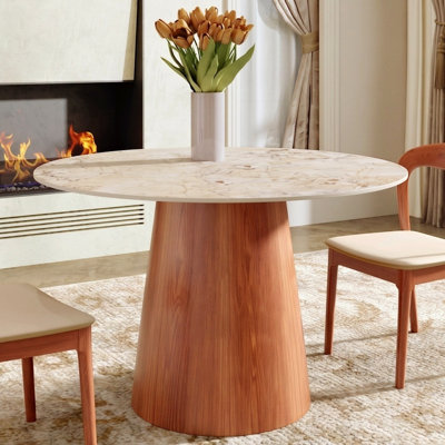 Round Dining Table 43" Small Kitchen Table For 4 Person