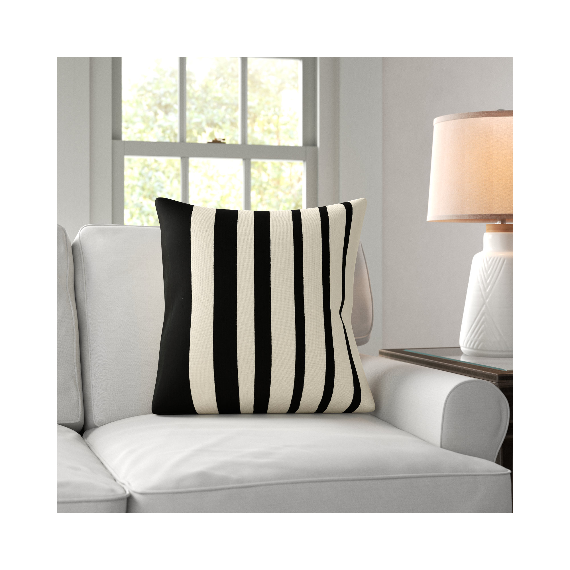 Karka Embroidered Throw Pillow, Black/Natural