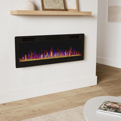 50 inch Ultra-Thin Electric Fireplace in-Wall Recessed and Wall Mounted Linear Fireplace Heater with Multicolor Flame