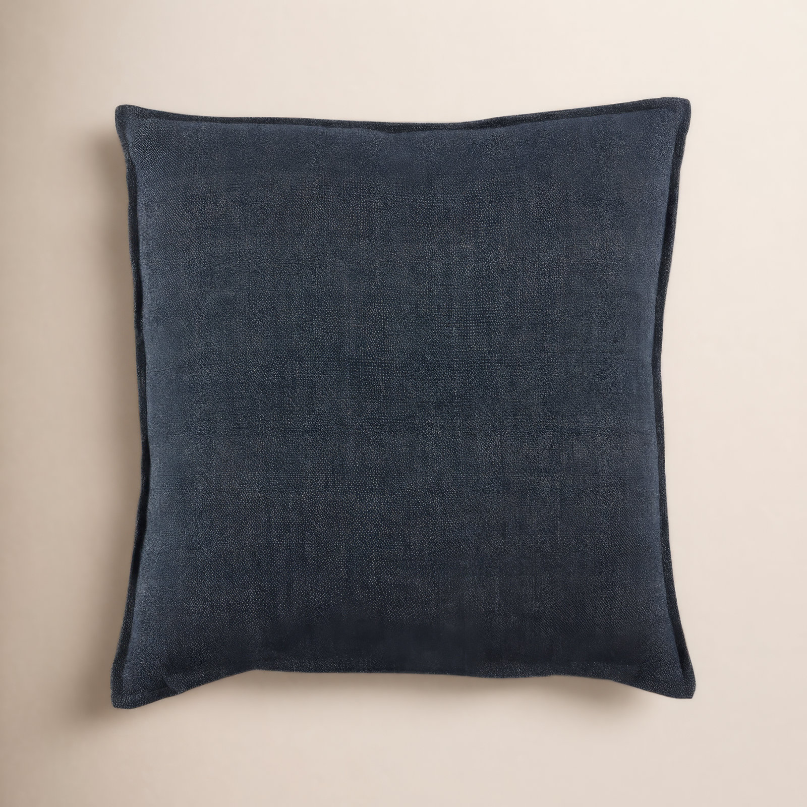Burbank Linen Throw Pillow, Down, 22" x 22", Dark Blue