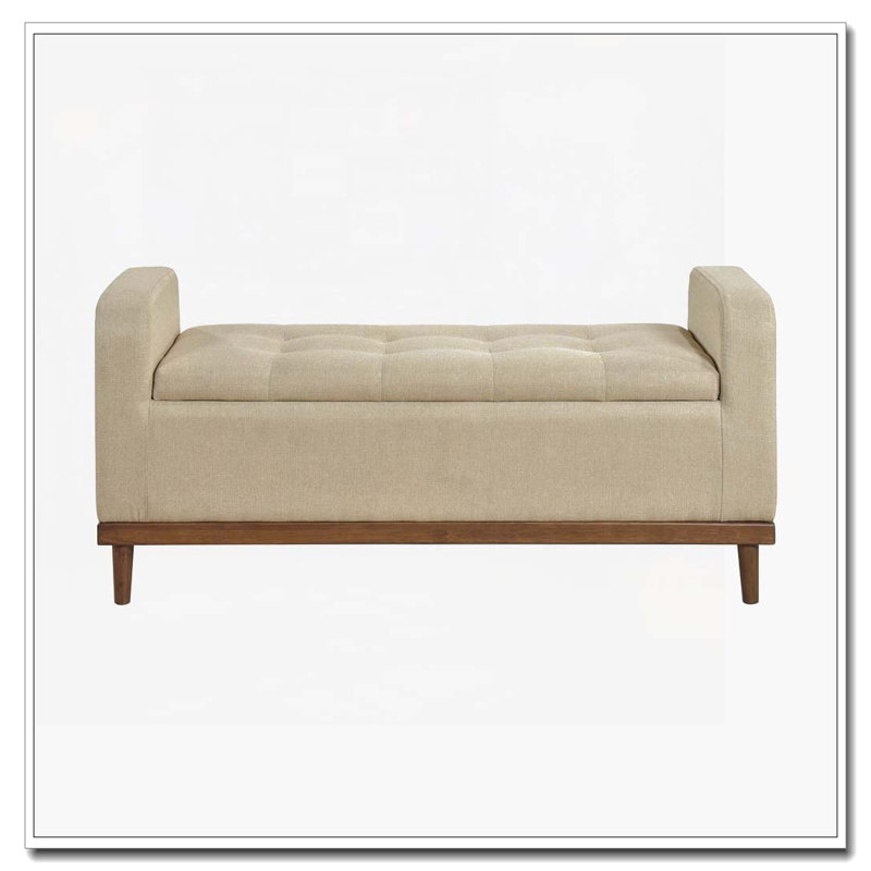 Banc de rangement capitonné et capitonné, Marron clair