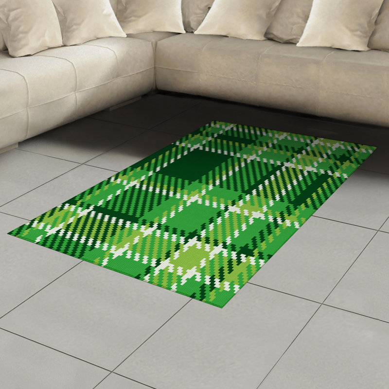 Checkered High Density Long Fiber Poly Threads Decorative Area Rug Carpet, Rectangle 4' x 5'8"