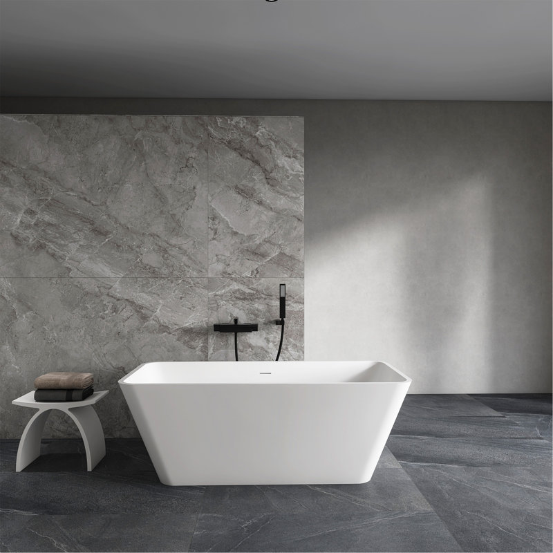 67 Inch Freestanding Solid Surface Soaking Bathtub For Bathroom