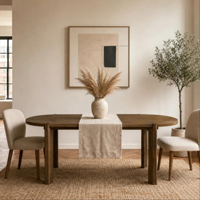 71"L Oval Rubber Wood Top Dining Table, Walnut 
