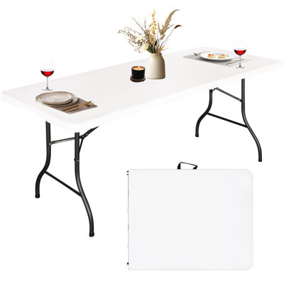 Tables pliantes Table pliante robuste, table pliante multifonctionnelle pour les pique-niques de camping en plein air, table d'entraînement blanche pour l'intérieur avec capacité de charge statique de 330 lb