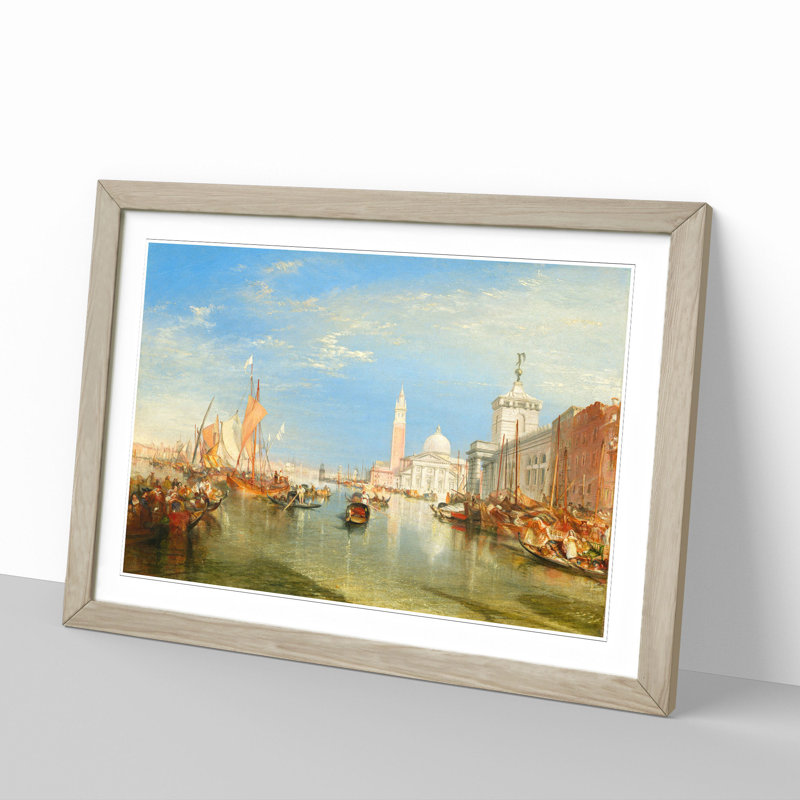 The Dogana and San Giorgio Maggiore by Joseph Mallord William Turner - Picture Frame Painting, 27cm H x 36cm W x 2cm D, Oak