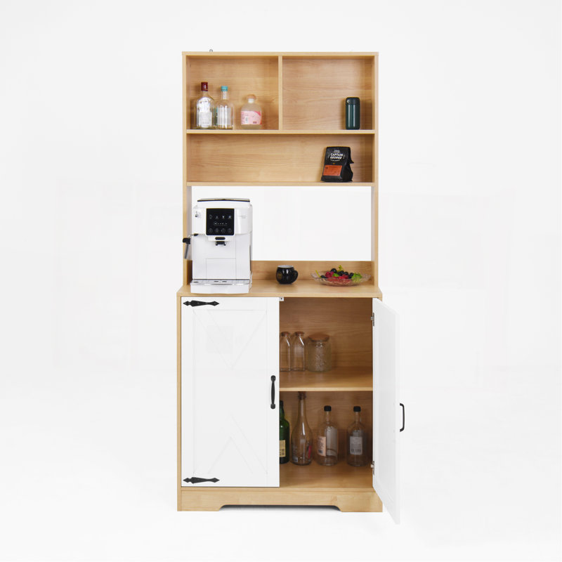 Garde-manger avec 2 portes, garde-manger moderne à 3 niveaux avec tablettes, garde-manger autoportant, garde-manger pour la cuisine, la salle à manger