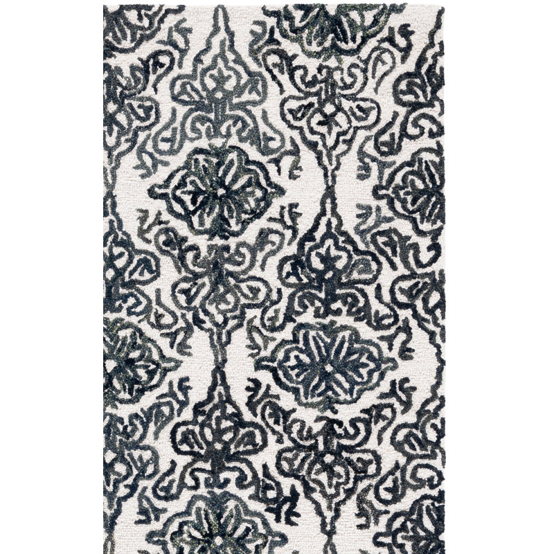 Tapis damassé en laine Anjalina, Rectangle de 5 pi x 8 pi