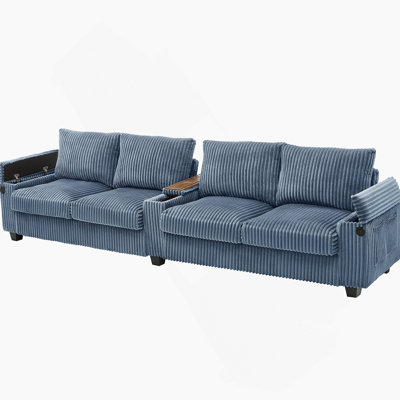 Canapé à quatre places avec rangement intelligent, ports USB et accoudoirs convertibles pour une vie moderne confortable et fonctionnelle