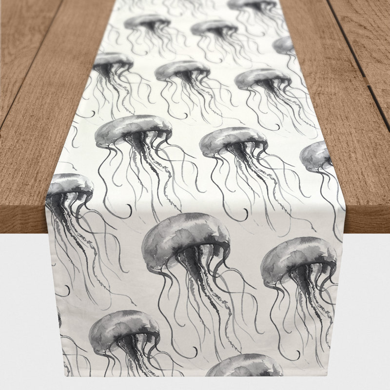 Chemin de table baleines Mckinley, Gris, L 72 po x l 16 po, Imprimé animalier 2