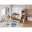 Lit plateforme avec rangement naturel en bois pleine grandeur - 6 tiroirs, tablettes, bureau intégré et garde-robe-1264333544