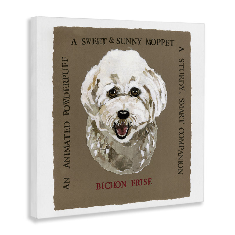 "Fun Bichon Frise", art mural sur toile par Nancy Overton, H 17 po x l 17 po
