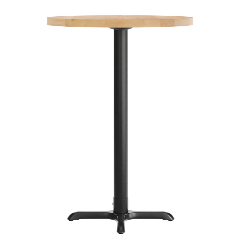 Plateau de table rond en bois massif de 30 po avec base en X de 22 po x 22 po, H 43,5 po x L 30 po x l 30 po, Bois naturel
