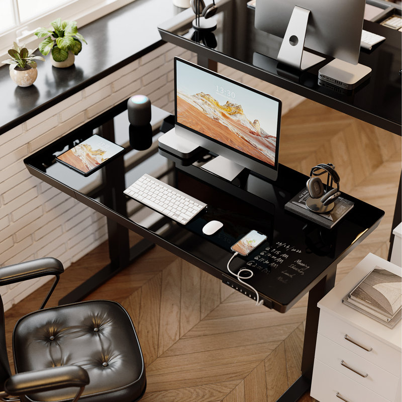 Bureau debout en verre Diante, Noir
