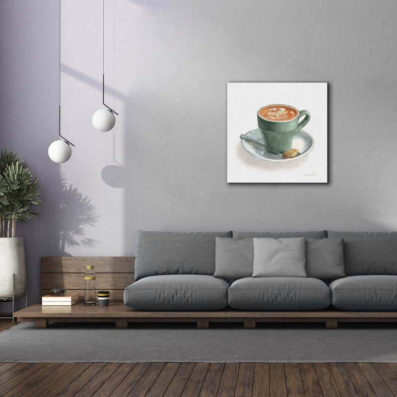 «Wake Up Coffee 2 Linen Sage» par Danhui Nai, art mural sur toile, H 37 po x l 37 po