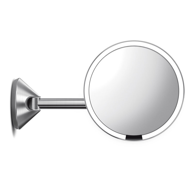 Simplehuman Round Hard-Wired Wall Mounted Makeup Sensor Mirror, Stainless Steel