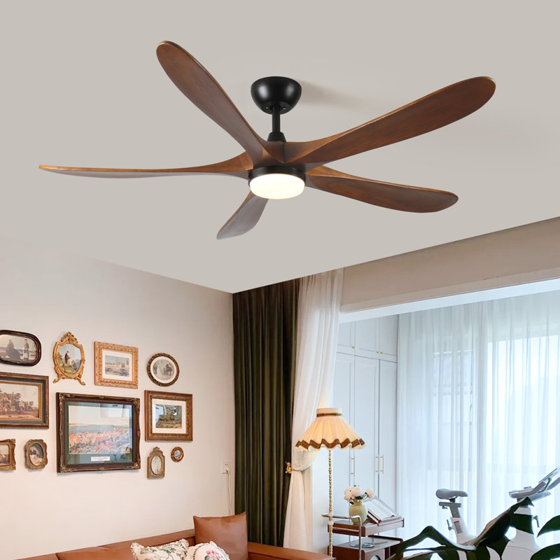Portée des pales: 52 po Ventilateur de plafond à DEL avec ensemble d'éclairage et télécommande
