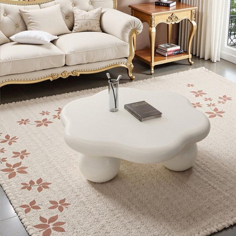 Table basse moderne en forme de nuage avec pieds sphériques, pour animaux de compagnie et enfants, conception peu encombrante