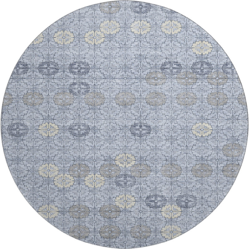 Premium Machine Washable Xamiera AMF1855 Geometric Rug, Round 8'