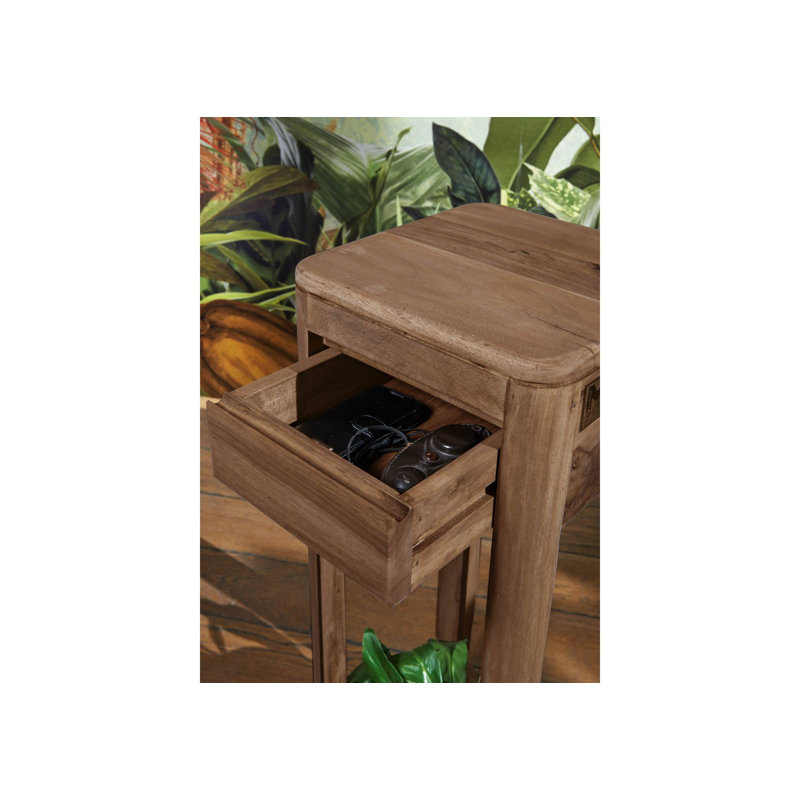 Toronto Side Table with Storage, Smoked Cherry