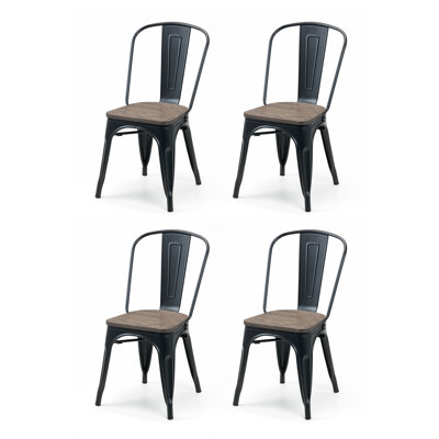 Jean 46cm H Slat Back Stacking Side Chair in Brown