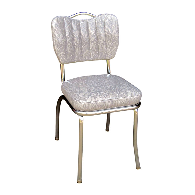Retro Home Upholstered Handle Back Dining Chair, Cracked Ice Gray