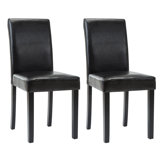 18.9'' H Upholstered Solid Wood Parsons Dining Chairs, Black