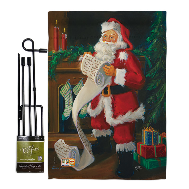 « the père noël », impression de noël en polyester de 2 côtés 19 po x 13 po ensemble de drapeau