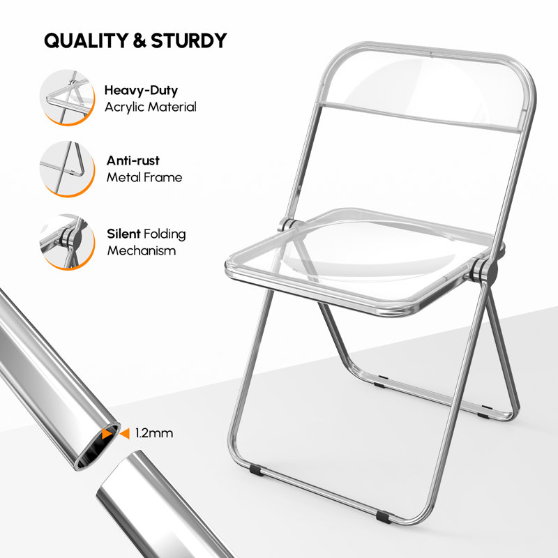 Alcorn Stackable Acrylic Folding Chair Set, Clear