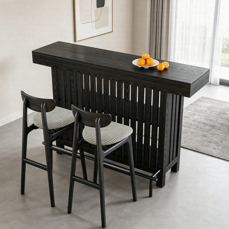 Unité de bar à la maison avec rangement, table de bar à 2 niveaux avec repose-pieds, table de pub moderne pour la cuisine, la salle à manger et le salon
