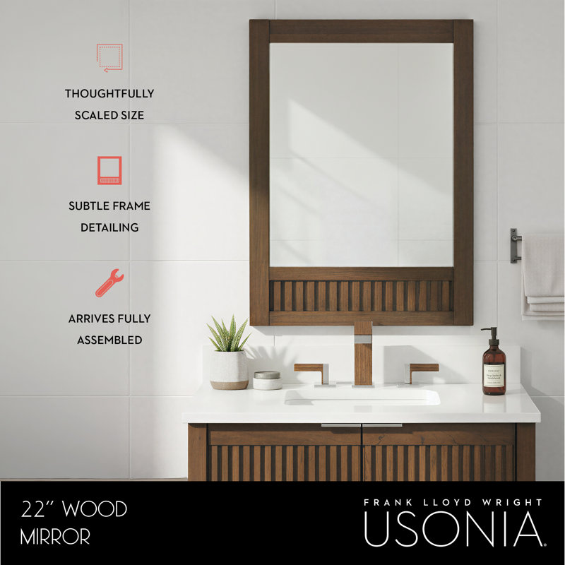 Through Lines Flat Wall Mirror, 30" x 22", Brown