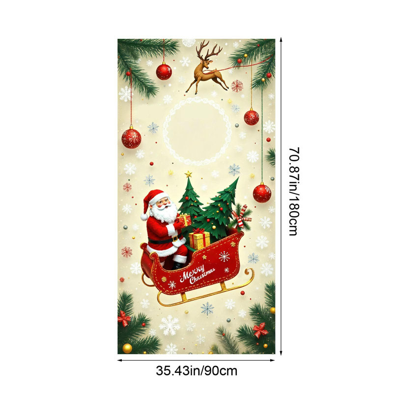Couvercle de porte de Noël de 35 po x 72 po, Kondieu, D