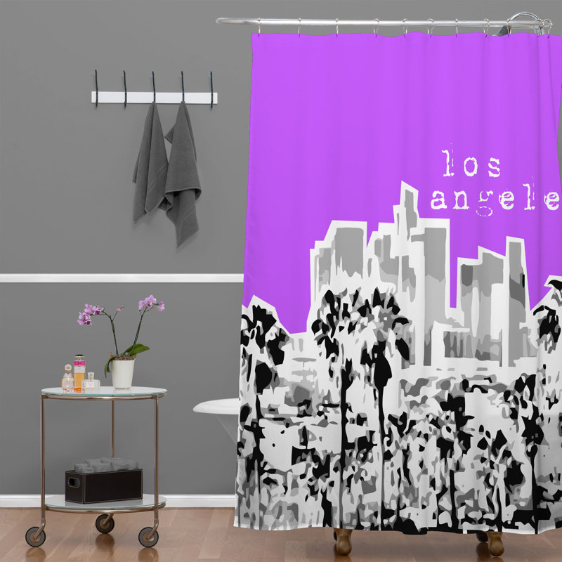 Bird Ave Los Angeles Single Shower Curtain, Purple
