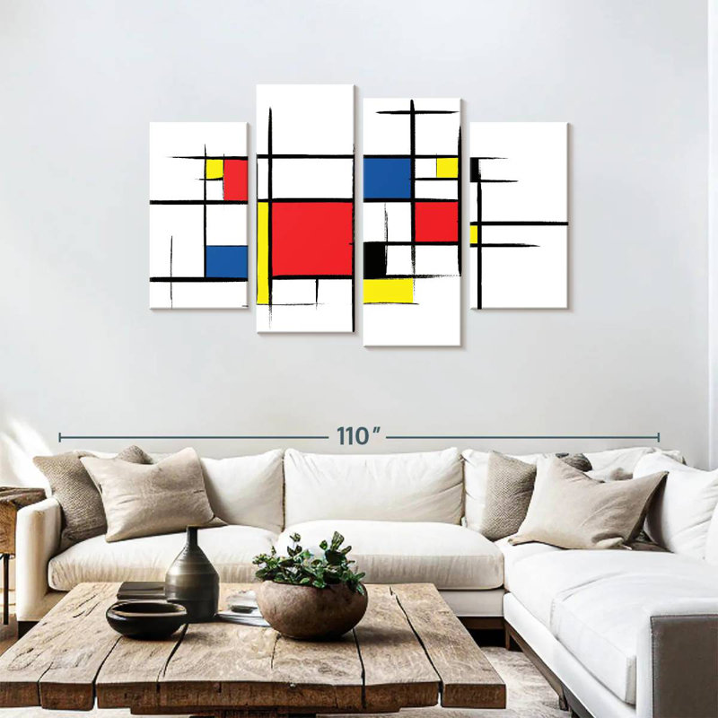 Avery Mondrian Inspired Rustic Abstract