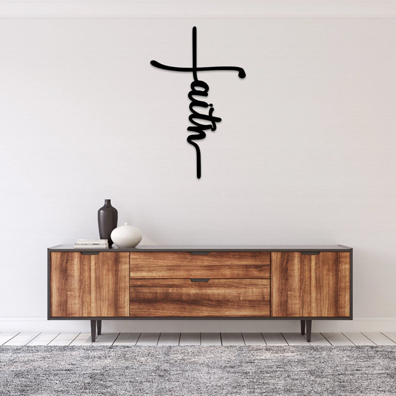 Art mural en croix Faith, Noir, H 16 po x l 10 po x P 2 po