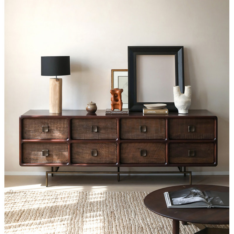 Crédence de rangement simple en chêne brun de 78,7 po de largeur