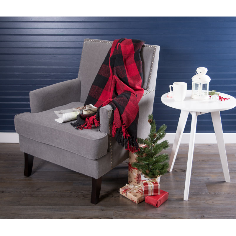 Tango Red and Black Buffalo Check Cotton Throw Blanket