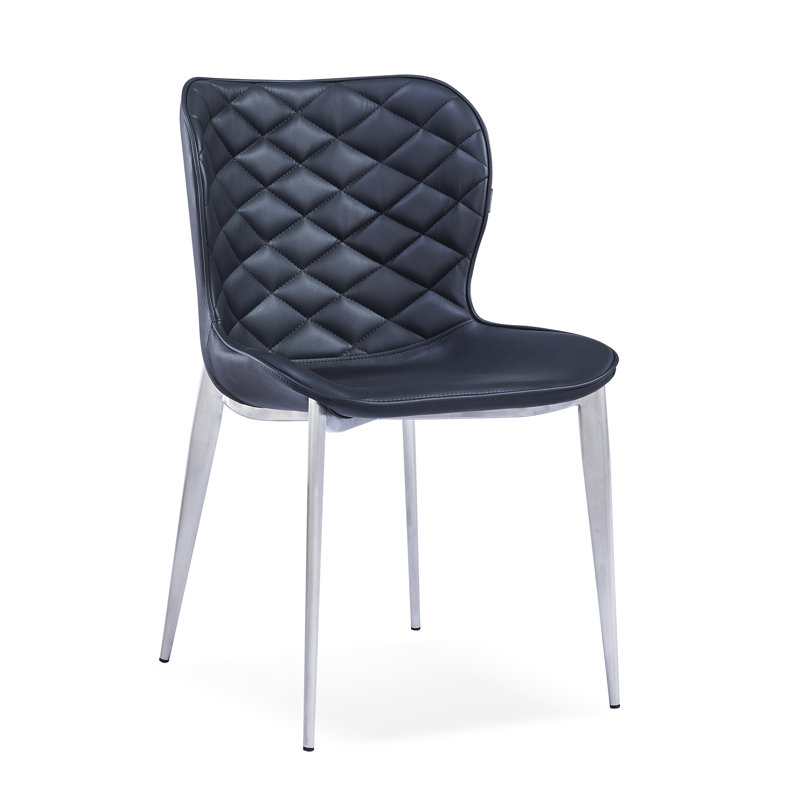 Chaise d'appoint rembourrée Stacia, Noir, Acier inoxydable