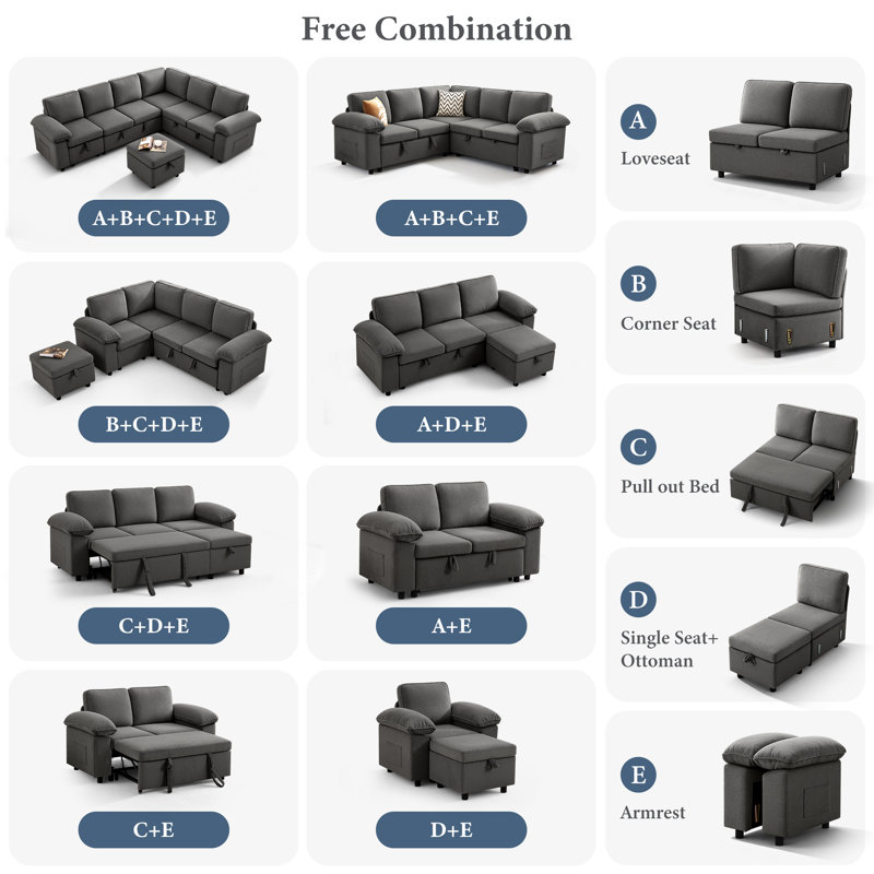 Waldorf 40.2" 1-Seat Sofa Chair with Ottoman, Gray
