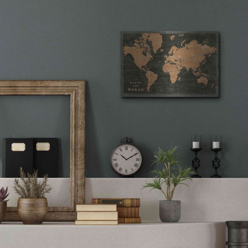 «World Map Industrial» par Sue Schlabach - reproduction de dessin non encadrée, H 12 po x l 16 po x P 0,13 po