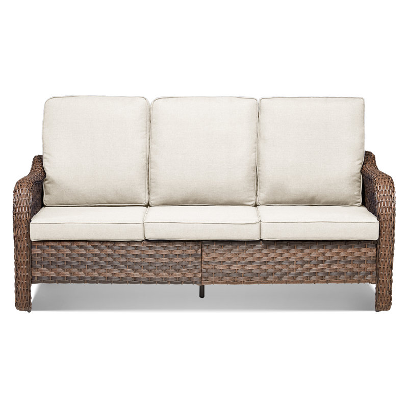 Grand Patio Outdoor 71'' Wicker Outdoor Sofa, Wicker Sectional Patio Sofa With Comfy Cushions For Yard, Garden, Pool, Beige