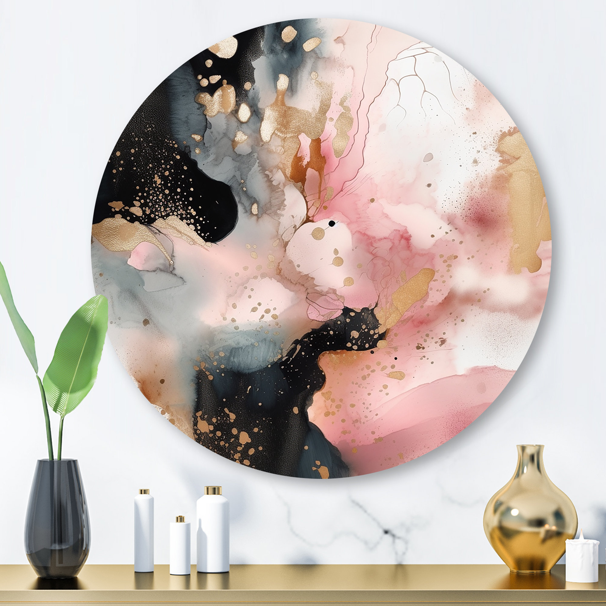 Design Art Pink Gold Marble Texture II Wall Decor Metal | Wayfair