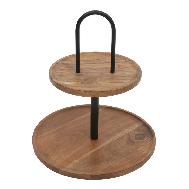 Plateau de service rond en bois d'acacia Gibson Home