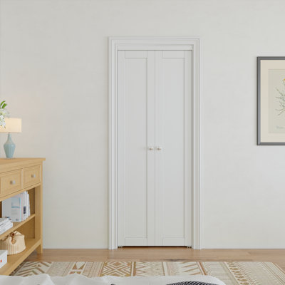 Portes pivotantes françaises pré-finies en bois manufacturé 1-Lite avec trousse de quincaillerie d'installation