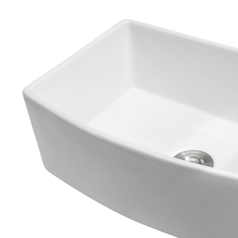 Lofeyo 30" L Farmhouse Kitchen Sink Single Bowl Pure White Fireclay Ceramic Apron Sinks with Accessories, 30"x19"x10"